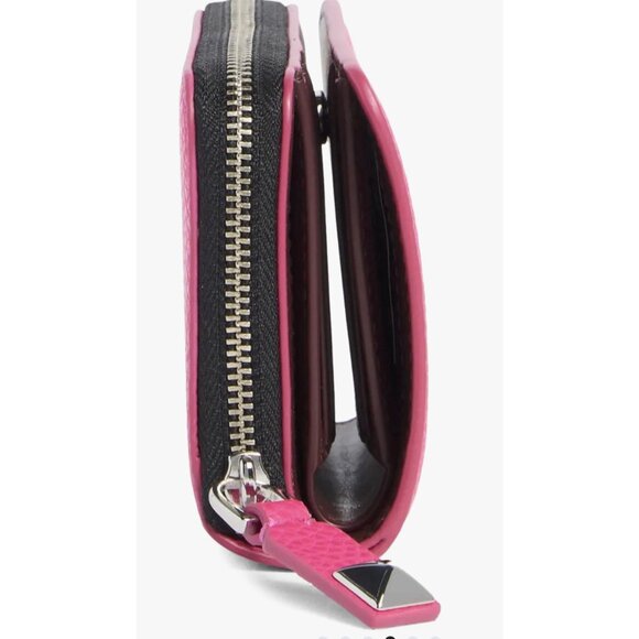 New Marc Jacobs Bold SLG Mini Compact Bifold Wallet Pebble Leather Hot Pink - Picture 5 of 6